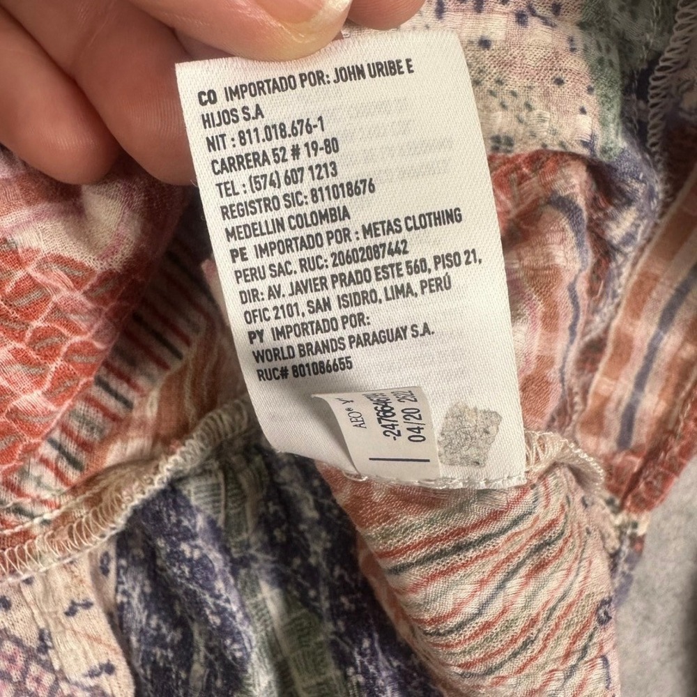 American Eagle Patchwork Peasant Blouse Multicolo… - image 7